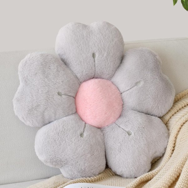 ZCNYCLAM Flower Shaped Pillow Silver 14.9 Inches