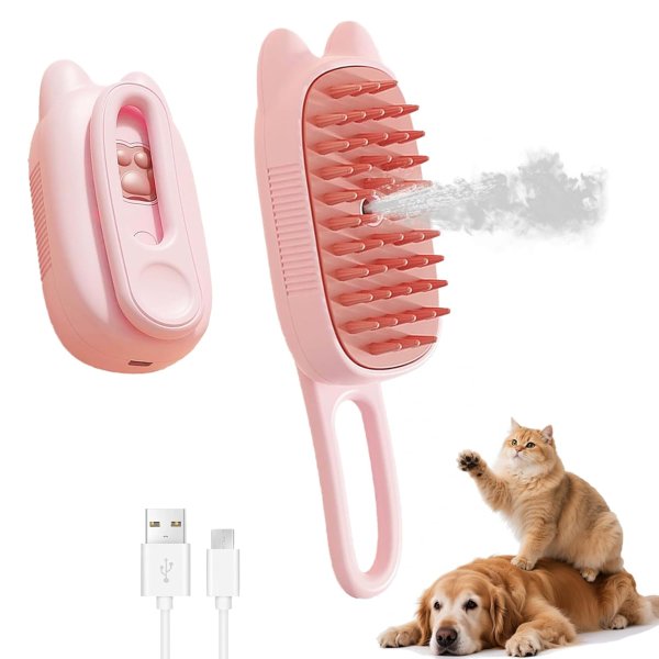 Ghyut 4 in 1 Cat Steam Brush Rechargeable Anti-Static