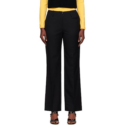Black Low-Rise Tailored Wool-Blend Trousers