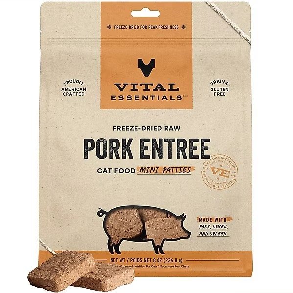 Pork Dinner Patties Freeze-Dried Raw Cat Food, 8-oz bag - Chewy.com