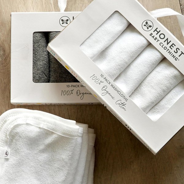 HonestBaby Baby Wash Cloths Organic Cotton 10-Pack