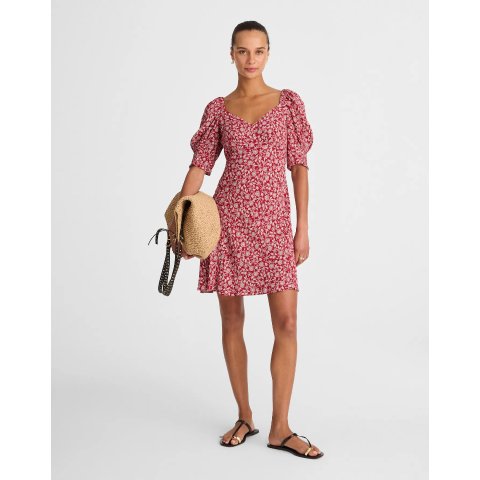 Madewell花卉泡泡袖迷你连衣裙