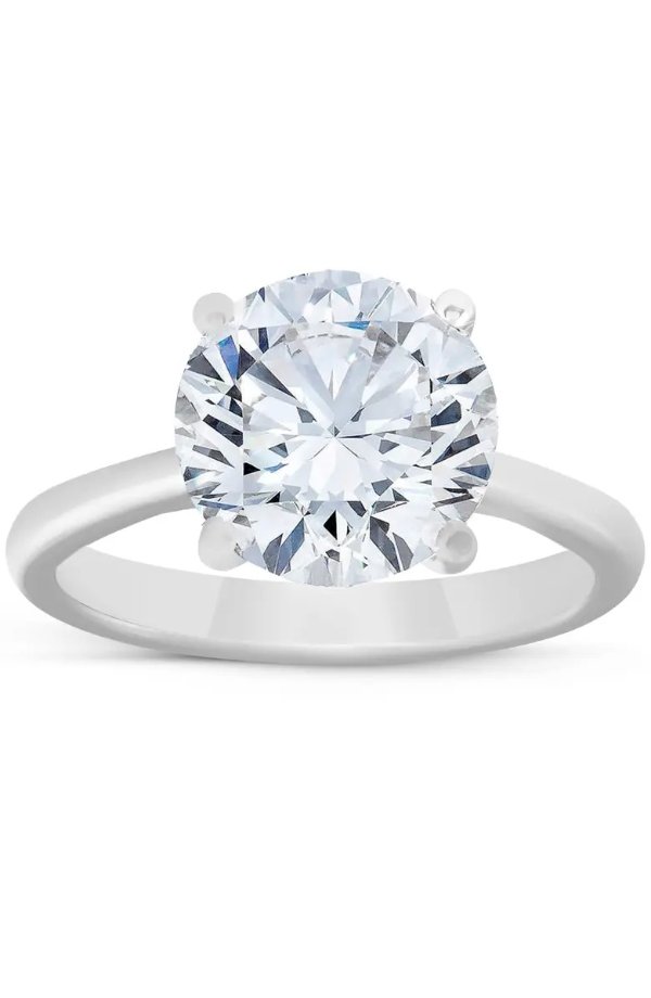 Moissanite Ring 4ct Solitaire 14k Gold 10MM
