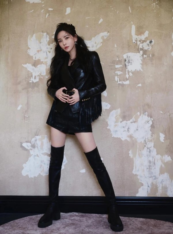City suede and neoprene over-the-knee boots