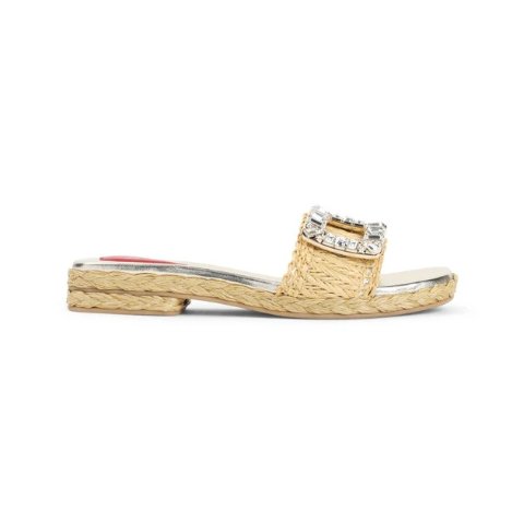 Roger Vivier with Code: EDIT15Raffia Espadrilles with Strass Buckle Size 25