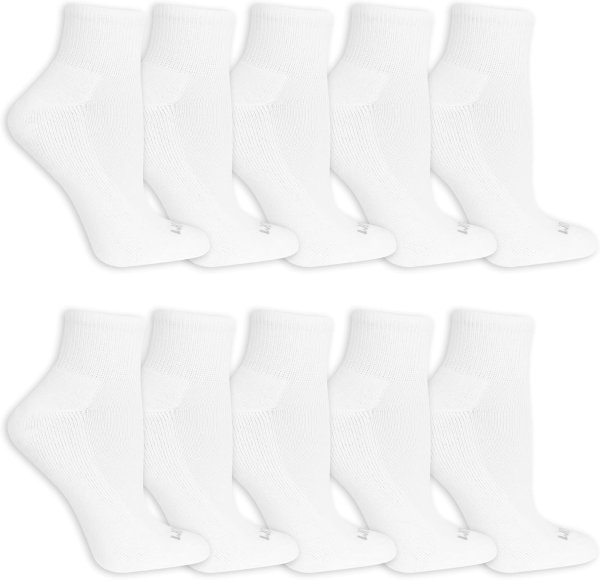 Fruit of the Loom Women's Cushioned Ankle Socks 10 Pack