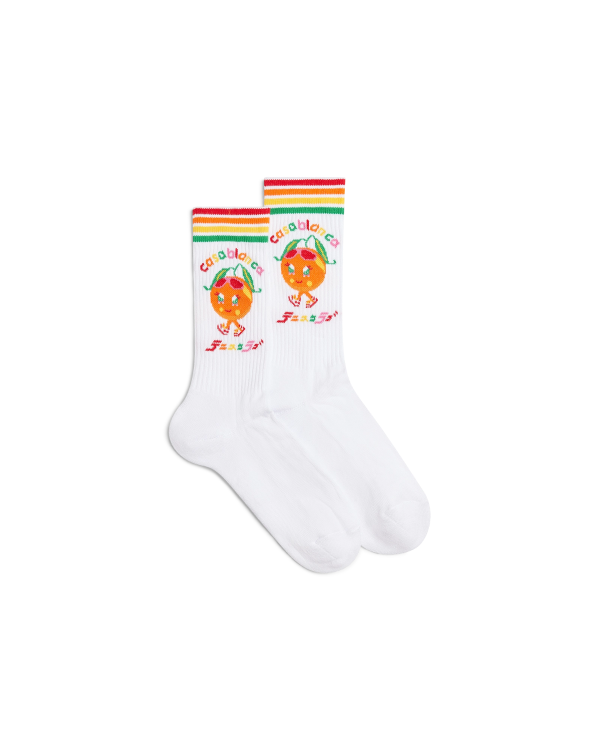 Kawaii Orange Sports Socks White