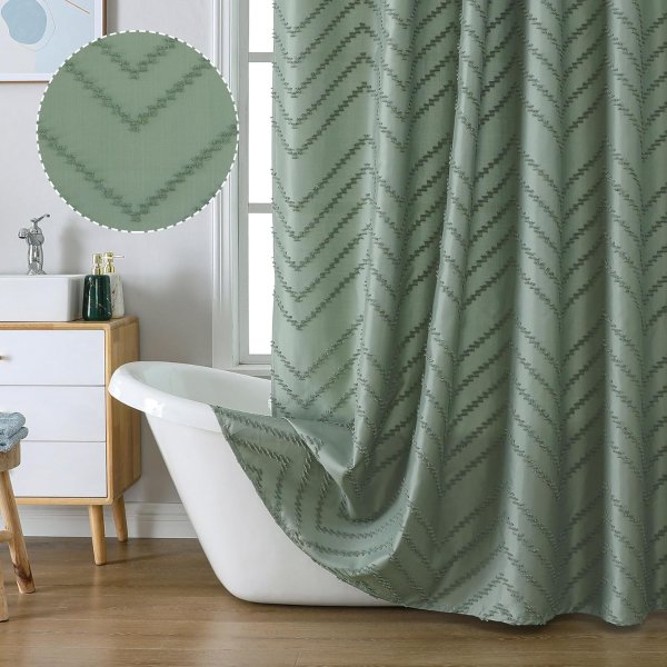 Chyhomenyc Chevron Fabric Shower Curtain 36x72 inch Sage Green
