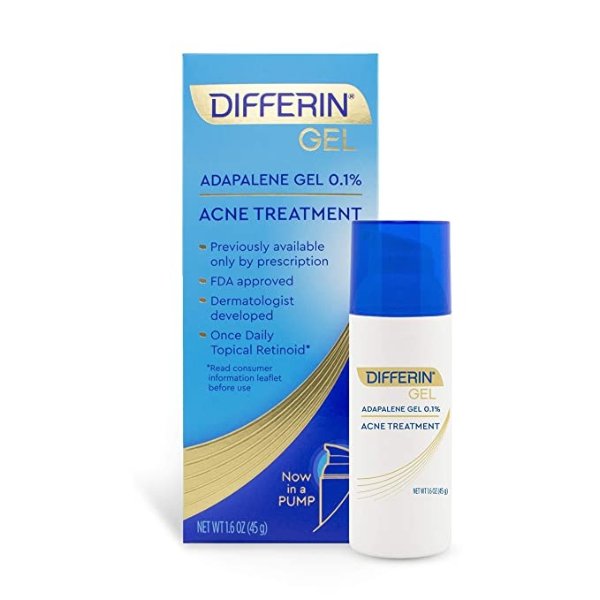 Acne Treatment Differin Gel, Acne Spot Treatment for Face with Adapalene (Up to 90 Day Supply), 45 Gram, Pump