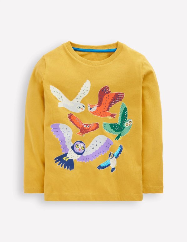 Long Sleeve Glow T-shirt Canary Yellow Owls