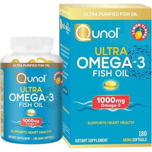 Qunol Omega 3 鱼油迷你胶囊  柠檬味 180粒