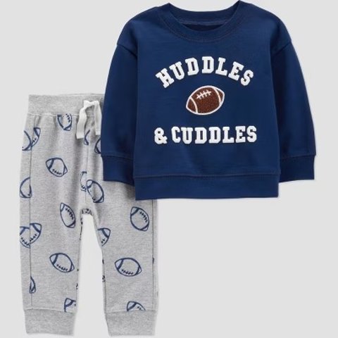 Carter s Baby Sweatshirt Jogger Set Navy Blue