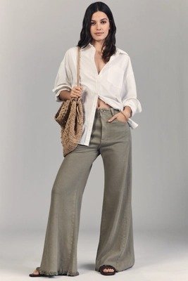 Pilcro Adi Linen Mid-Rise Flare Pants