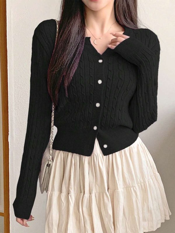 DAZY Women Fitted Twist Knit Cardigan Autumn/Winter