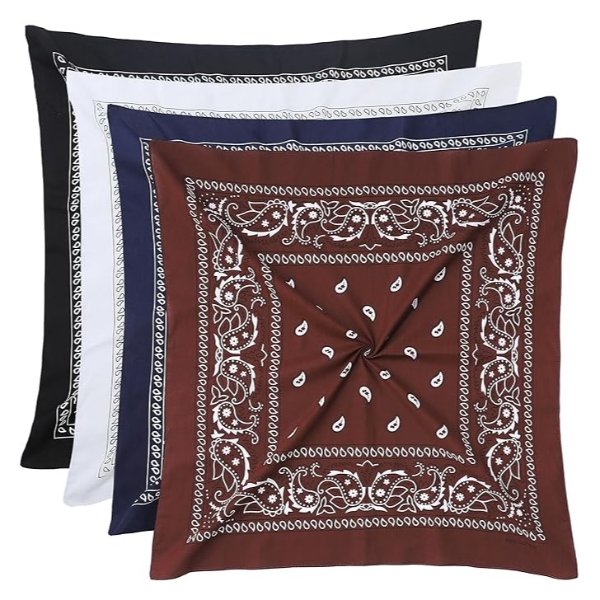 Mochabao 100% Cotton 27" x 27" Large Bandanas for Men & Women