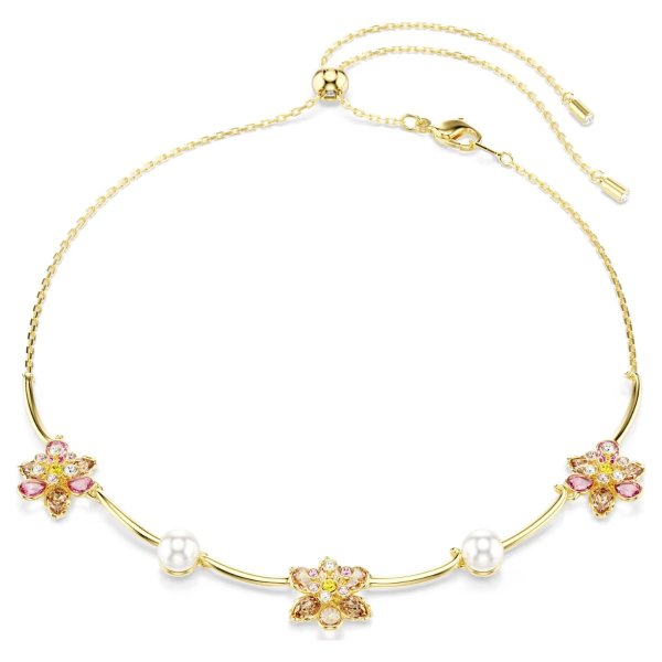 Idyllia Necklace Flower Multicolored Pearl Gold-tone