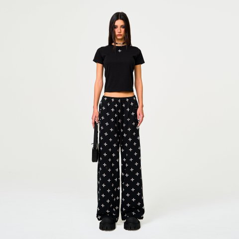 SMFK Cotton Graphic Print Wide-Leg Track Pants