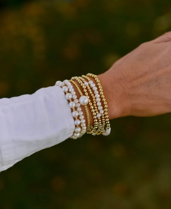  9.5mm Freshwater Pearl 18k Gold Bracelet