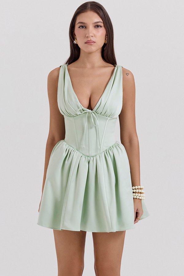 House of CB Pistachio Satin Mini Dress