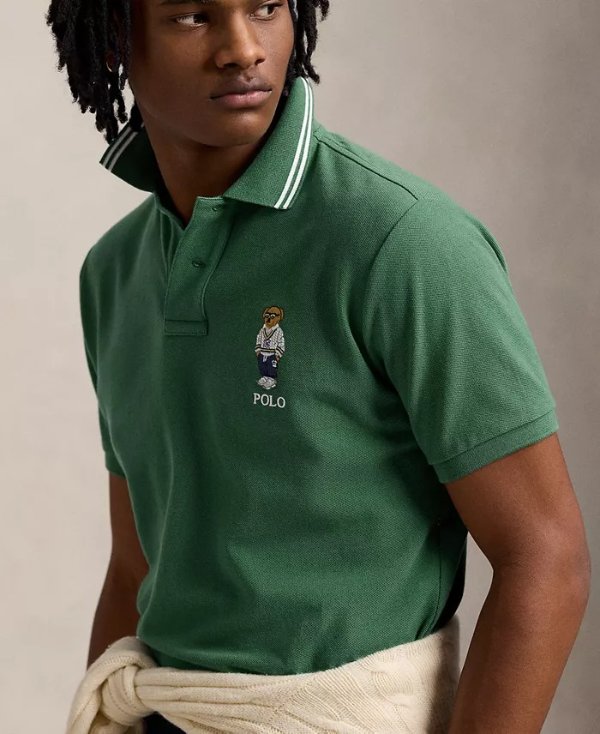  Men's Polo Bear Mesh Slim Fit Shirt