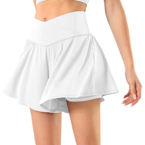 Maxbee Women s Crossover High Waisted Skort with Pockets