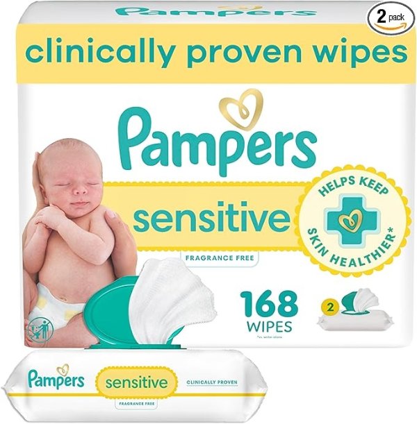 Sensitive Water Based Hypoallergenic and Unscented Baby Wipes, 168 count (Packaging May Vary)
