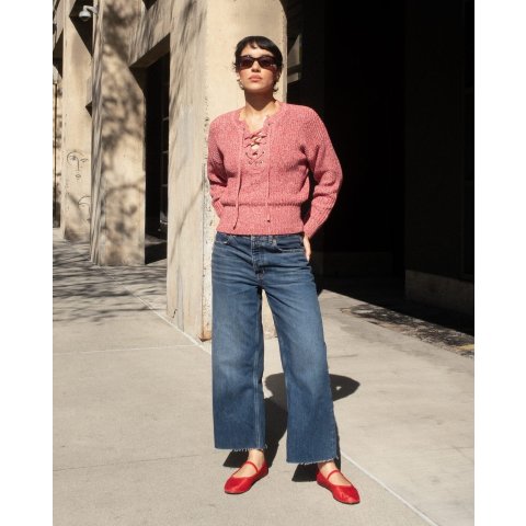 系带针织套头衫