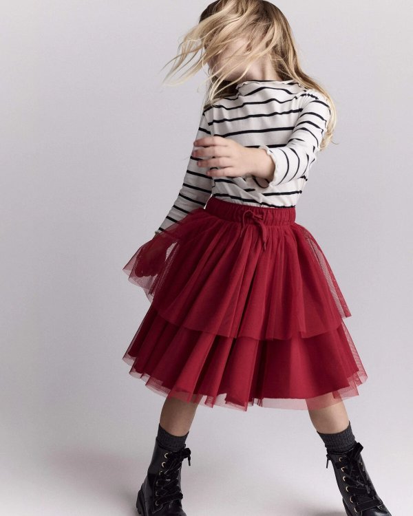 Avenue Twirl Toddler Girl Red Tulle Midi Dress
