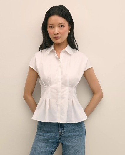 Supima Cotton Sateen Pleated Shirt