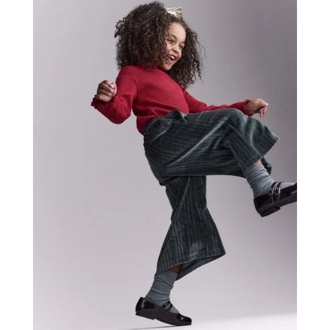 婴幼儿阔腿裤 天鹅绒 暗绿色