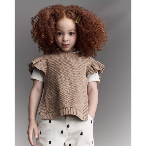 Ruffle 婴幼儿针织背心 卡其色
