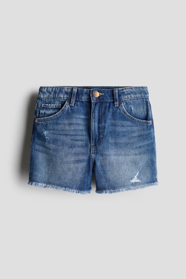Frayed-Edge Denim Shorts - Denim blue - Kids | H&M US