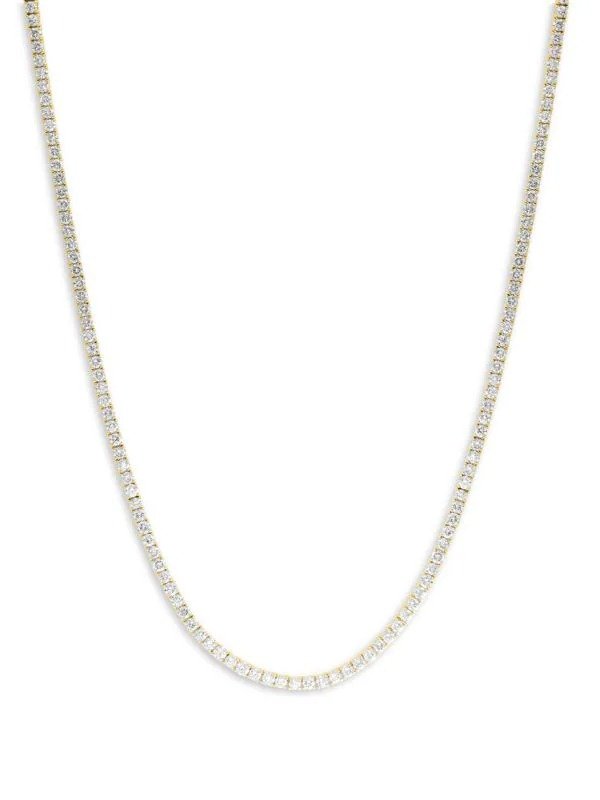 14K Yellow Gold Diamond Tennis Necklace 8.74 TCW