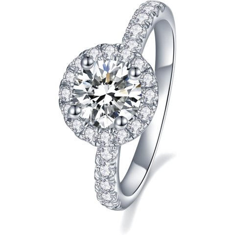 IMOLOVE Moissanite Ring 18K White Gold 1.64ct