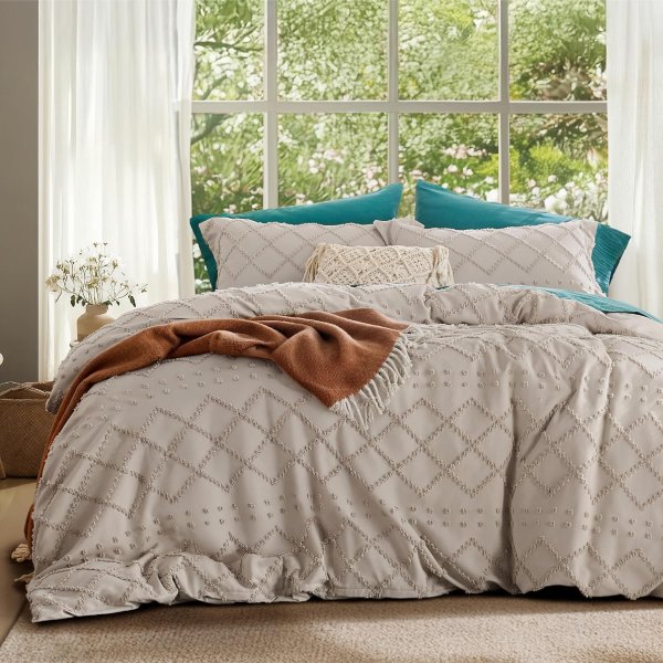 Bedsure Twin Duvet Cover 68x90 Inch Linen Breathable