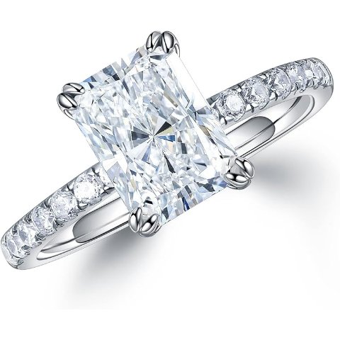 Moissanite Ring 2ct 14K White Gold Plated