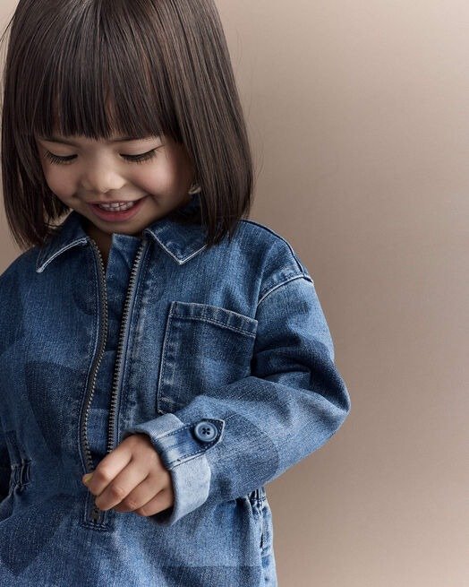 Toddler Girl Denim Zip-Up Dress Blue