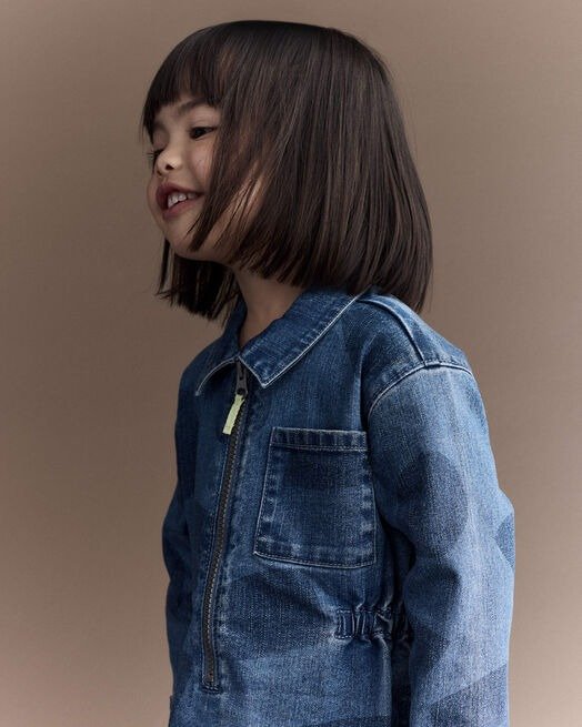 Toddler Girl Denim Zip-Up Dress Blue