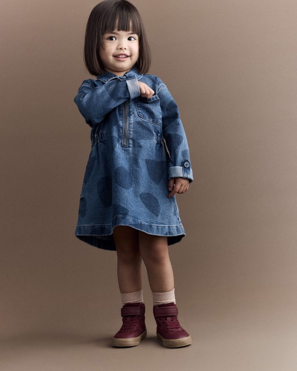 Toddler Girl Denim Zip-Up Dress Blue