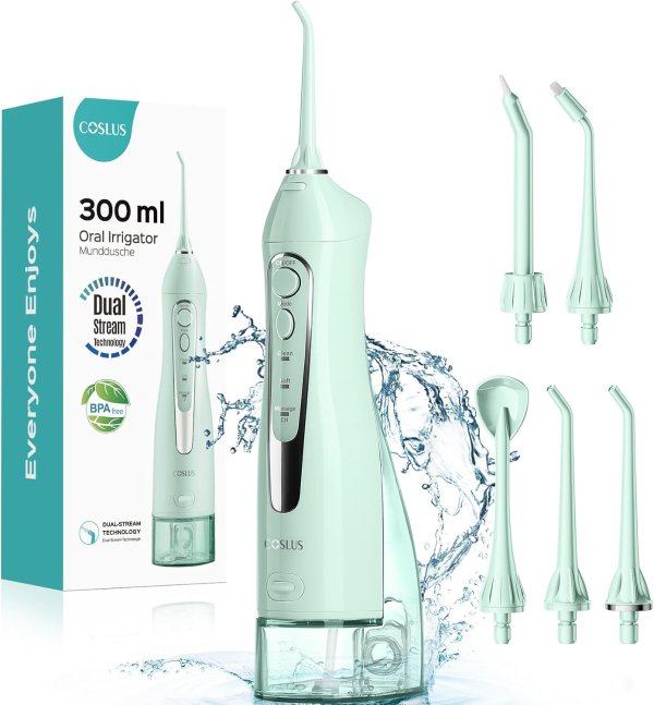 COSLUS C20 Portable Water Dental Flosser 300ML Green