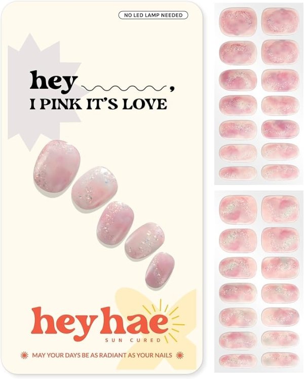 Hey I Pink It’s Love Glitter Pink Nail Strips 28 Count