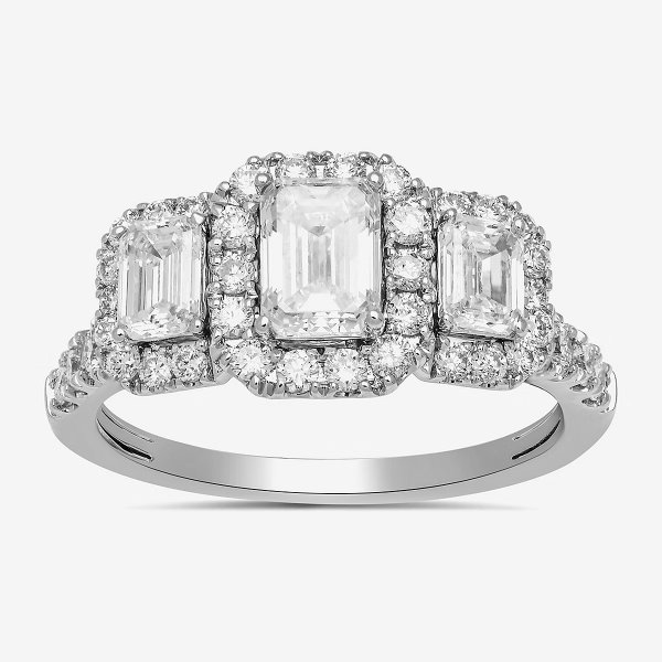 Lab Grown Diamond Side Stone Engagement Ring 2 CT 14K White Gold