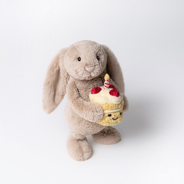 Bashful Beige Bunny Plush Toy Birthday Edition