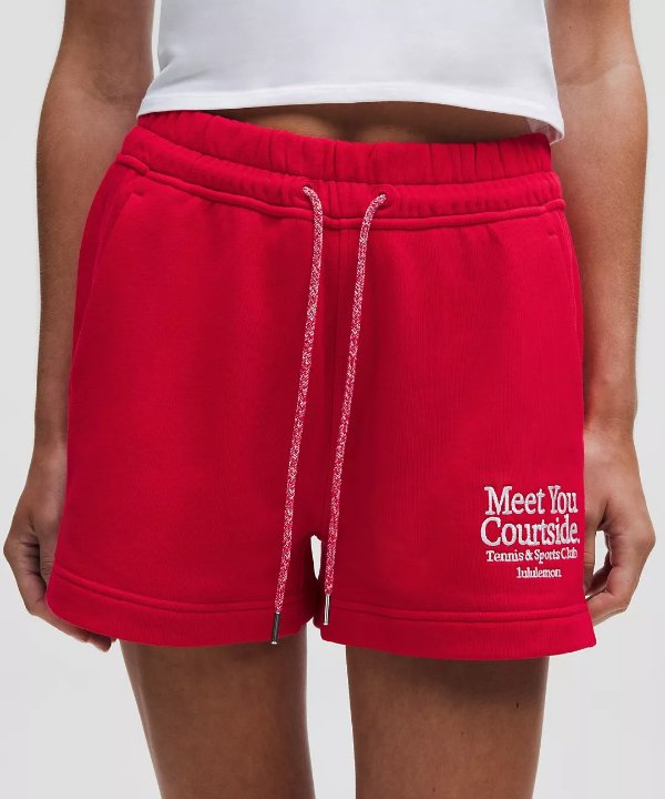 French Terry Mid-Rise Tennis Shorts Graphic