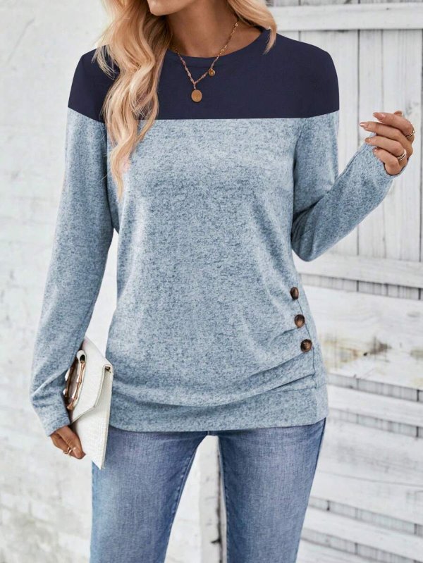 EMERY ROSE Color Block Long Sleeve T-Shirt Women