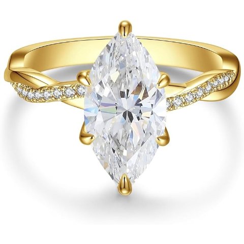 Marquise Moissanite Ring 4CT 14K Gold