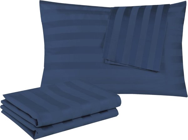 Shunjie.Home Egyptian Cotton Pillow Protectors 400 Thread Count Stripe 4 Pack