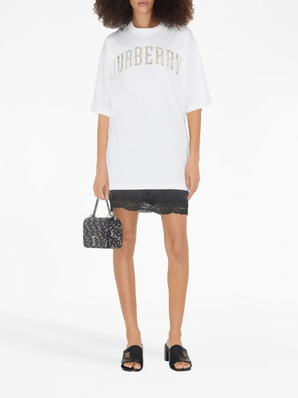 Cotton T-shirt with Lace Logo Detail