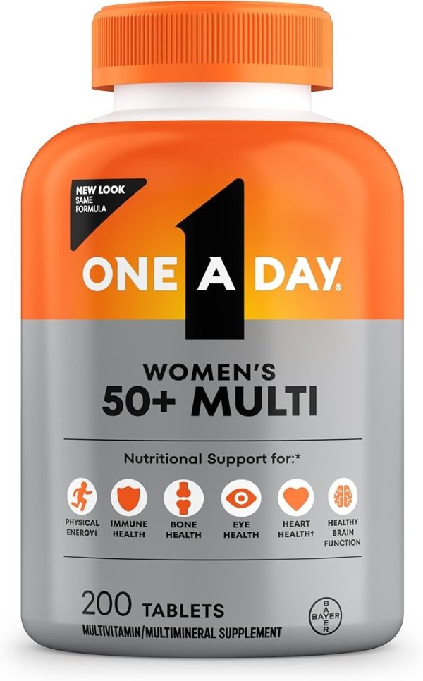 Women’s 50+ Healthy Advantage Multivitamins, Supplement with Vitamins A, C, E, B1, B2, B6, B12, Vitamin D and Calcium, 200 Count
