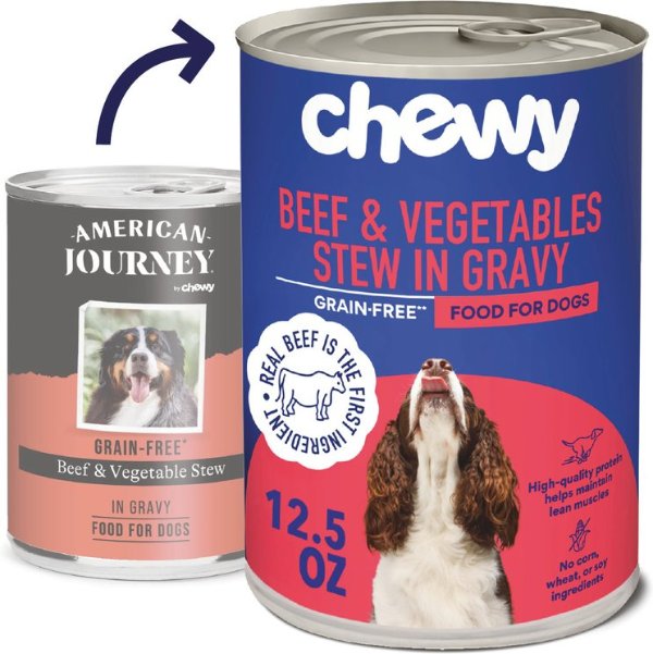 Chewy Stews Beef & Vegetable Canned Dog Food 12.5oz 12-Pack